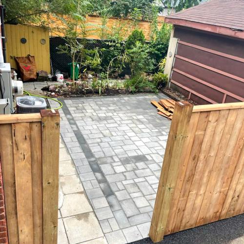 Interlock patio with privacy fence